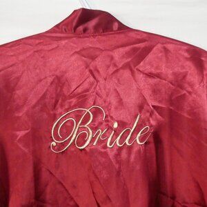 FASHIONABLE HOME WEAR | medium | "BRIDE" Print | Elegant Burgundy Lounge Robe